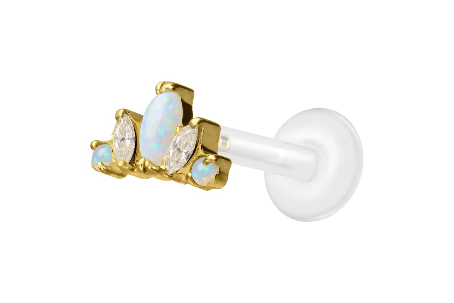 PTFE Labret Piercing mit Innengewinde + Titan-Aufsatz LOTUSBLÜTE